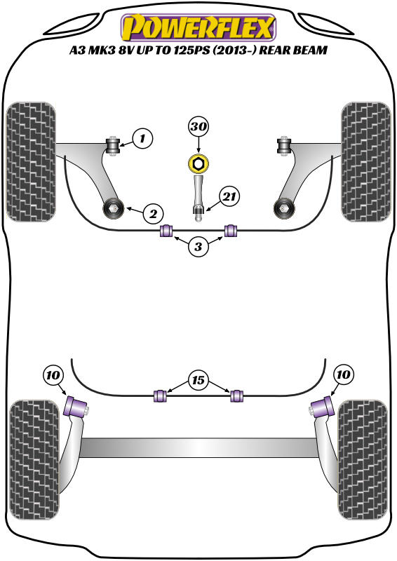 A3 Mk3 up to 125PS Rear Beam - 8V - 2013-2020